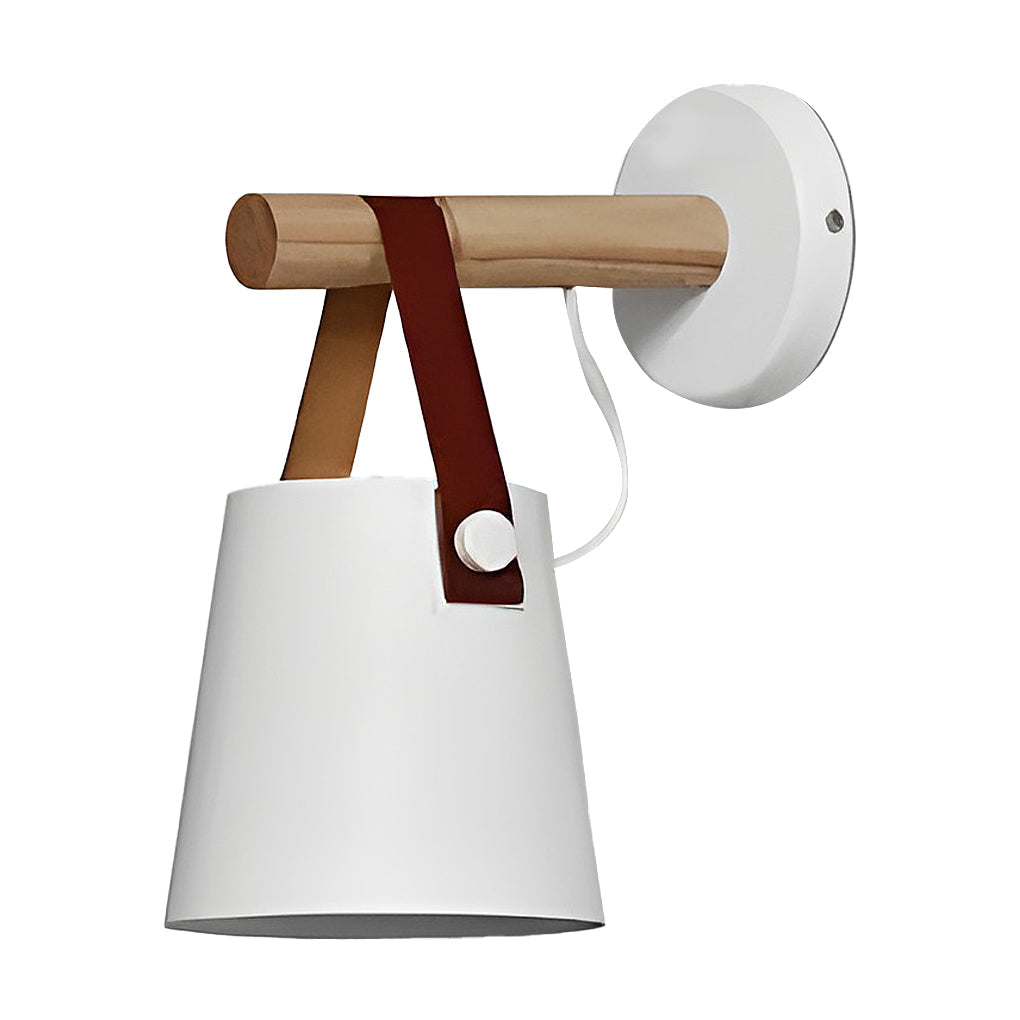 Nordic Style Wood and Metal Plug-In Wall Sconce
