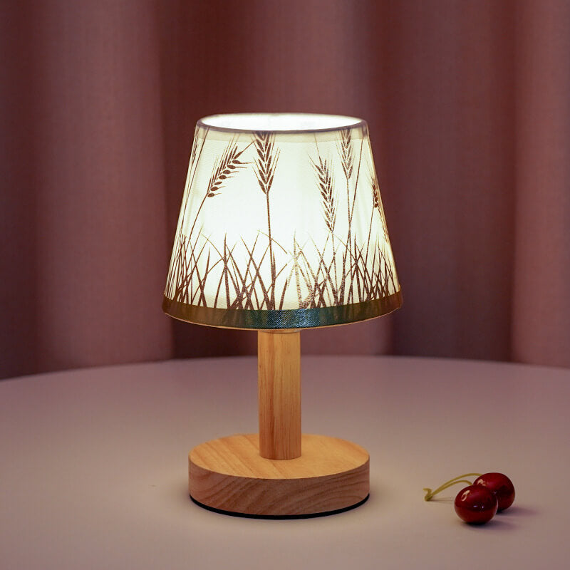 Premium Vintage Linen Drum Shade LED Table Lamp