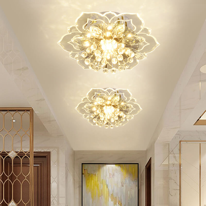 Elegant Crystal Flower LED Flush Mount Ceiling Light