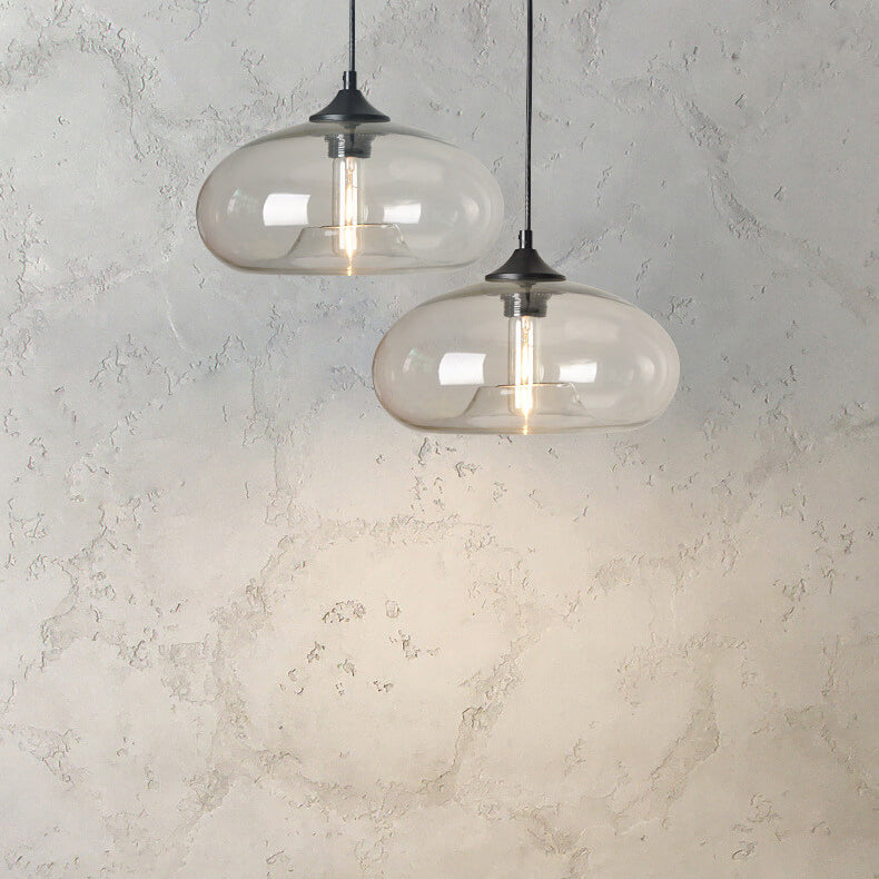 Premium Colored Glass Oval Pendant Light - 1-Light