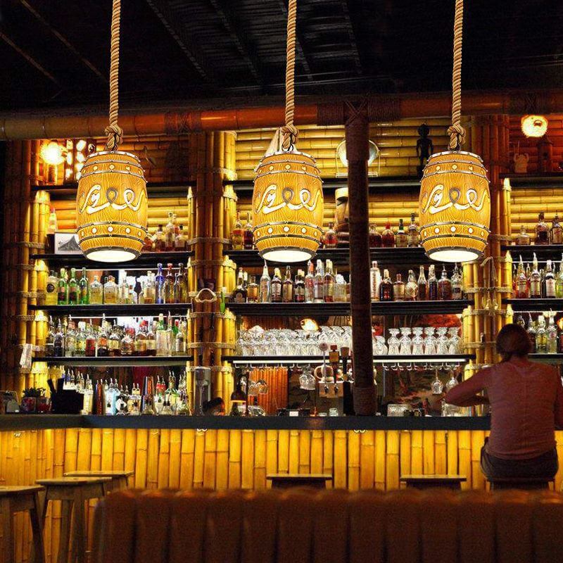 Rustic Wine Barrel Resin Pendant Light