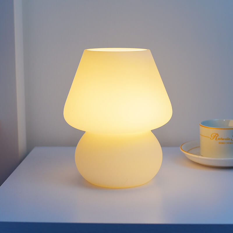 Vintage Glass Mushroom LED Table Lamp - 1-Light Night Light