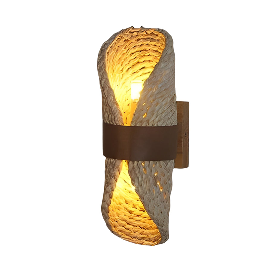 Japanese-Style Rattan Wood LED Wall Lamp - Up and Down Lighting