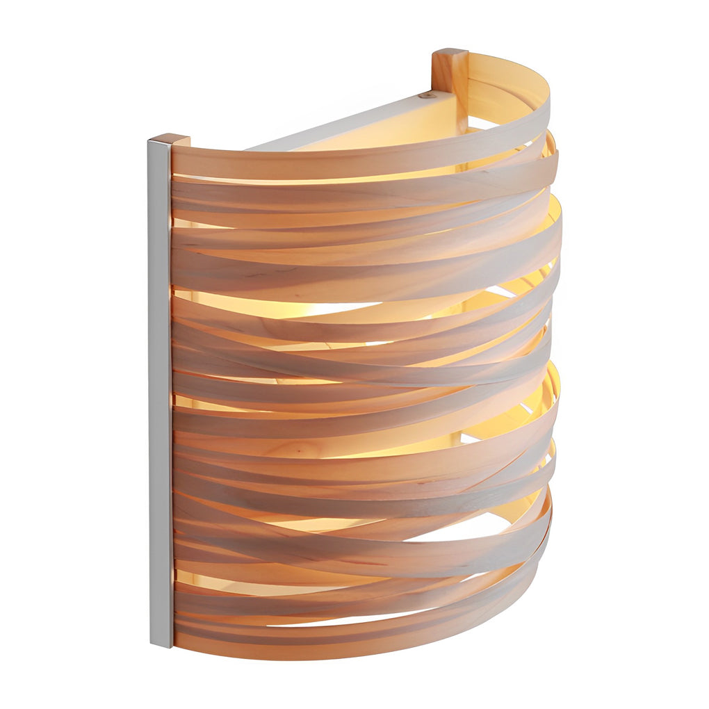 Handcrafted Semi-Cylindrical Wood Wall Lamp - Modern Decorative Atmosphere Light
