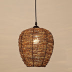 Vintage Rattan Dome Pendant Light - 1-Light Fixture