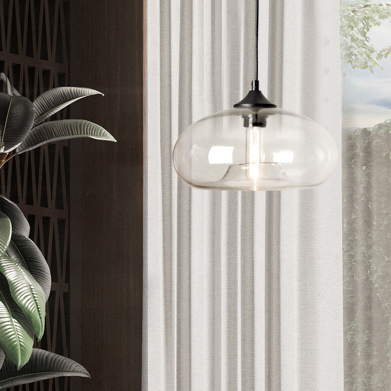 Premium Colored Glass Oval Pendant Light - 1-Light