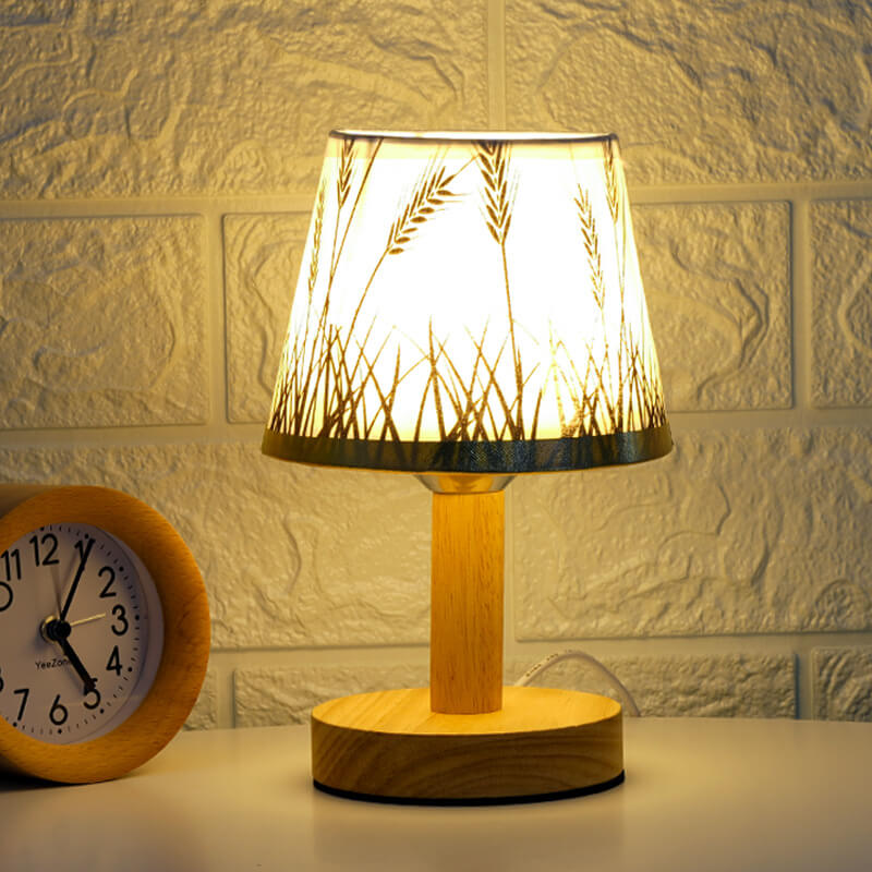 Premium Vintage Linen Drum Shade LED Table Lamp