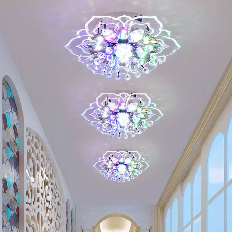Elegant Crystal Flower LED Flush Mount Ceiling Light