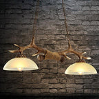 Vintage Antler Glass Bowl Chandelier