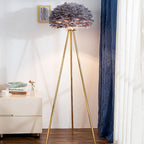 Contemporary Globe Floor Lamp with Feather Design