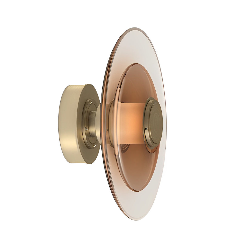Premium Double Layer Round Glass LED Wall Light - Electroplated Metal Design