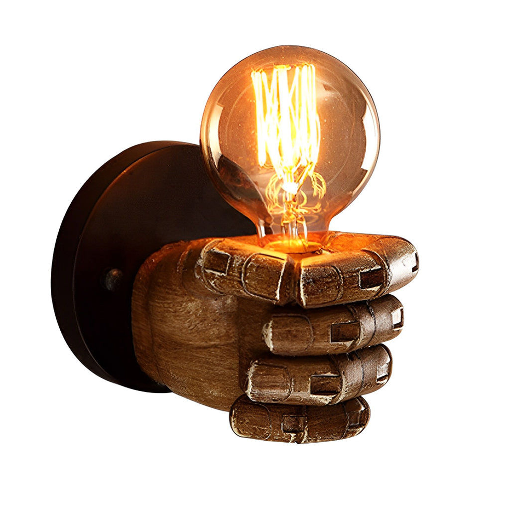 Retro Industrial Resin Hand Fist Wall Sconce Lamp