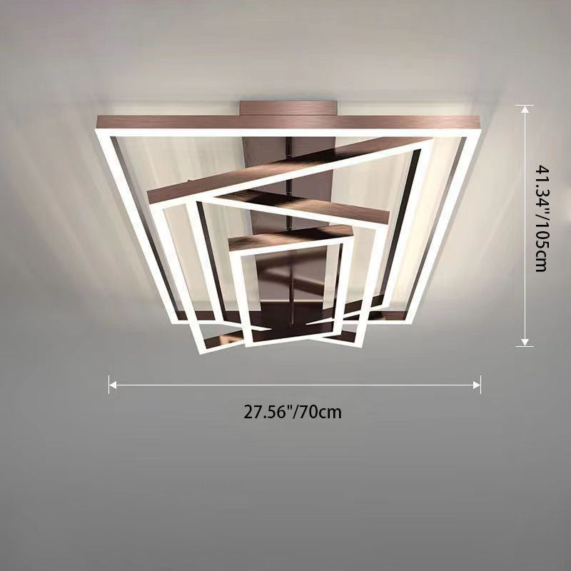 Premium Minimalist Aluminum LED Flush Mount Ceiling Light - Multi-Layer Rectangular Design for Living Room