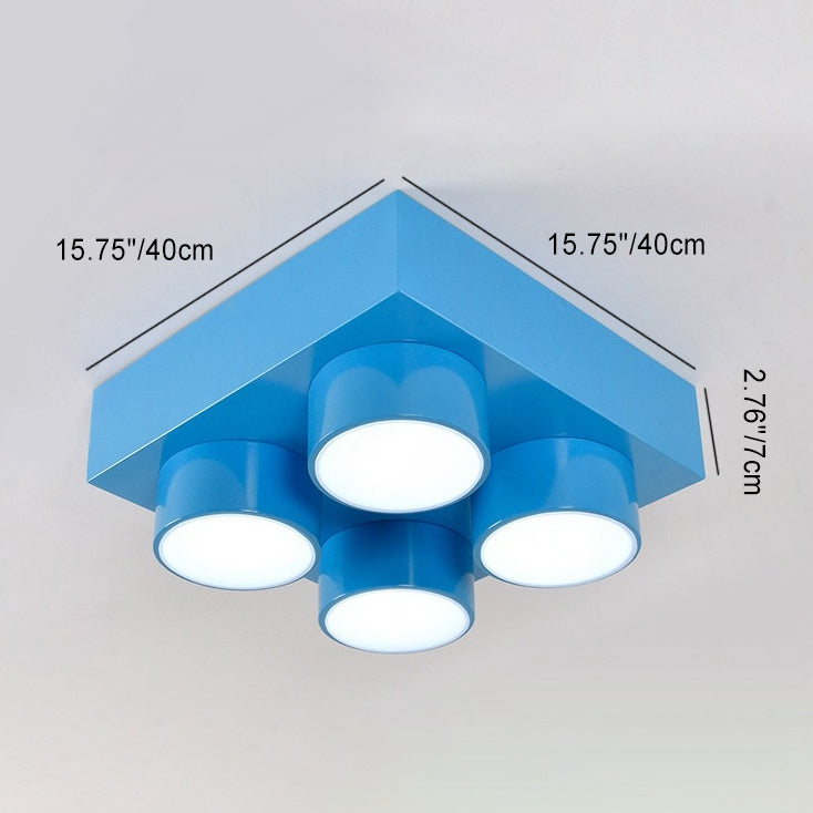 Modern Square Iron LED Flush Mount Ceiling Light for Bedroom