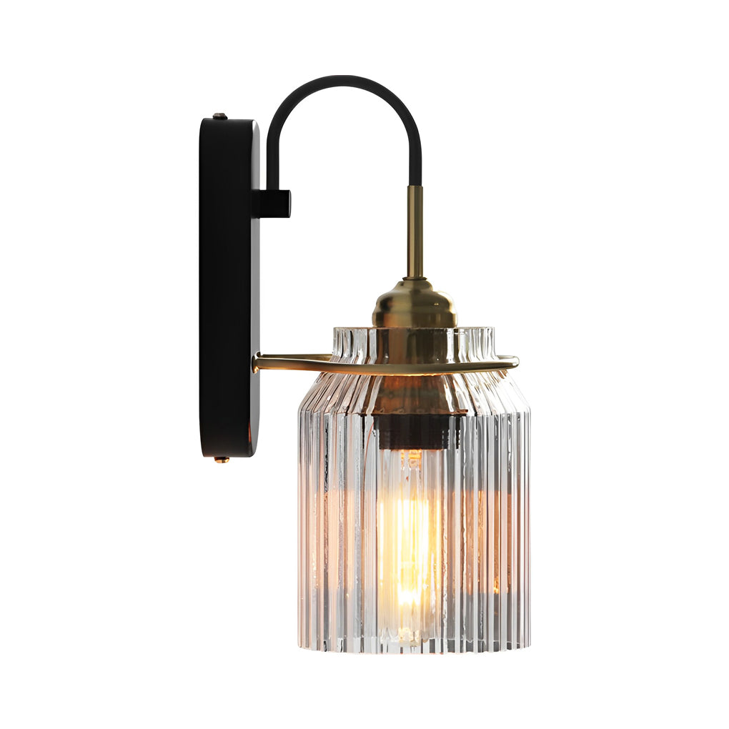 Modern LED Wall Sconce with Round Wavy Glass Shade
