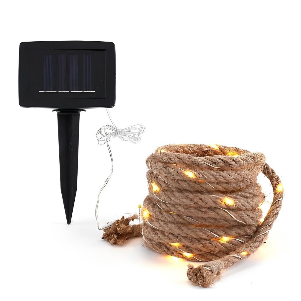 Retro LED String Lights with Hemp Rope Decoration