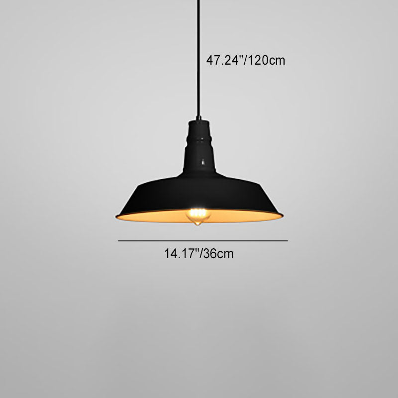 Modern Industrial Round Iron 1-Light Pendant for Living Room