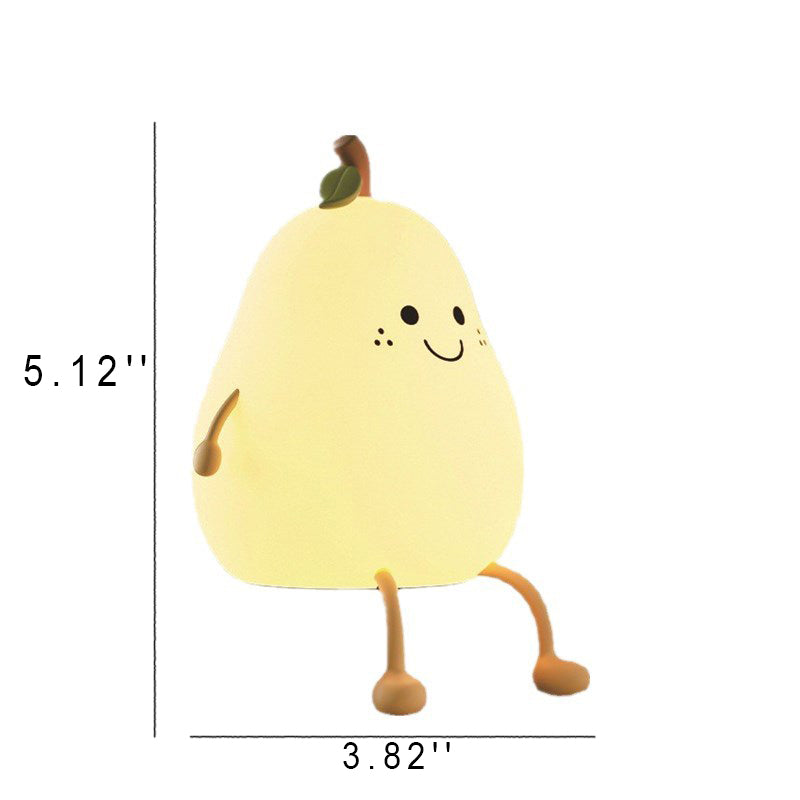 Silicone Pear LED Night Light - USB Table Lamp