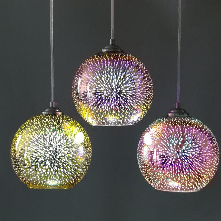 Fireworks Glass Dome Pendant Light