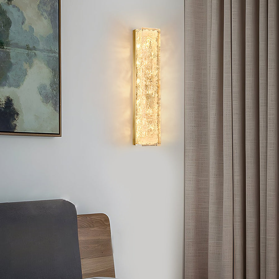 Contemporary Brass LED Wall Sconce with Ice Resin Accent