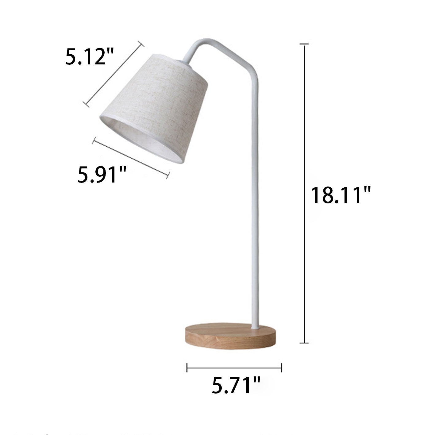 Minimalist Cone Linen Shade Table Lamp with Wood Base - 1-Light Design