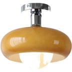 Contemporary Glass Egg Tart 1-Light Flush Mount Fixture