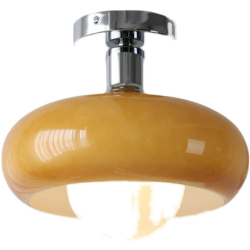 Contemporary Glass Egg Tart 1-Light Flush Mount Fixture