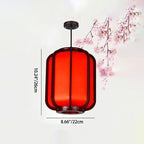 Contemporary Wooden Lantern Pendant Light with Faux Sheepskin - 1-Light