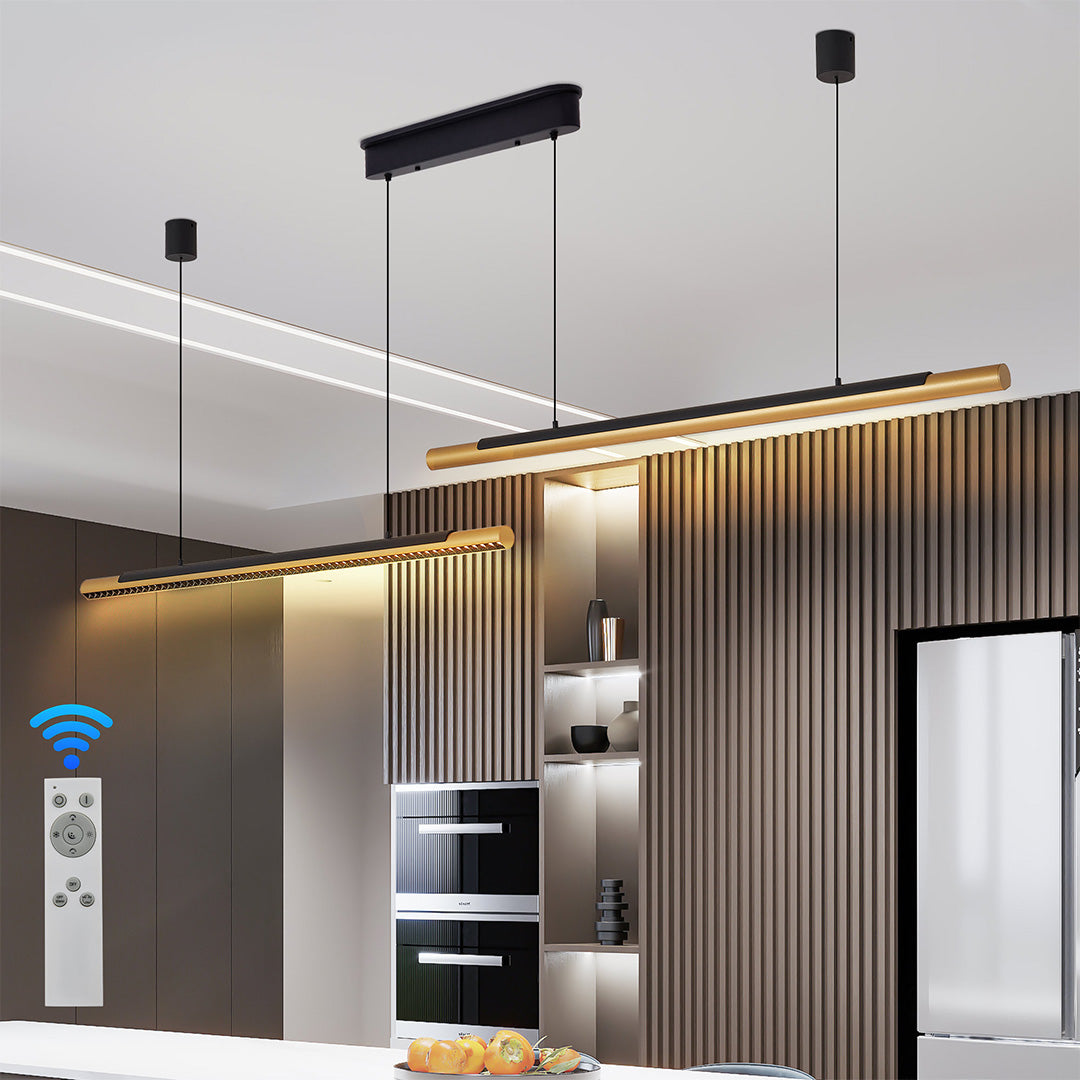 Minimalist Dual-Head Linear Pendant Light - 2-Light Ceiling Fixture