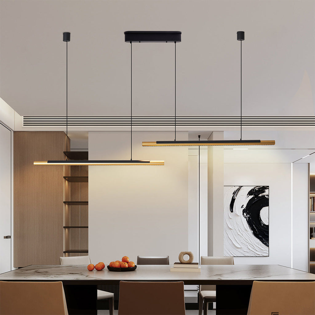 Minimalist Dual-Head Linear Pendant Light - 2-Light Ceiling Fixture