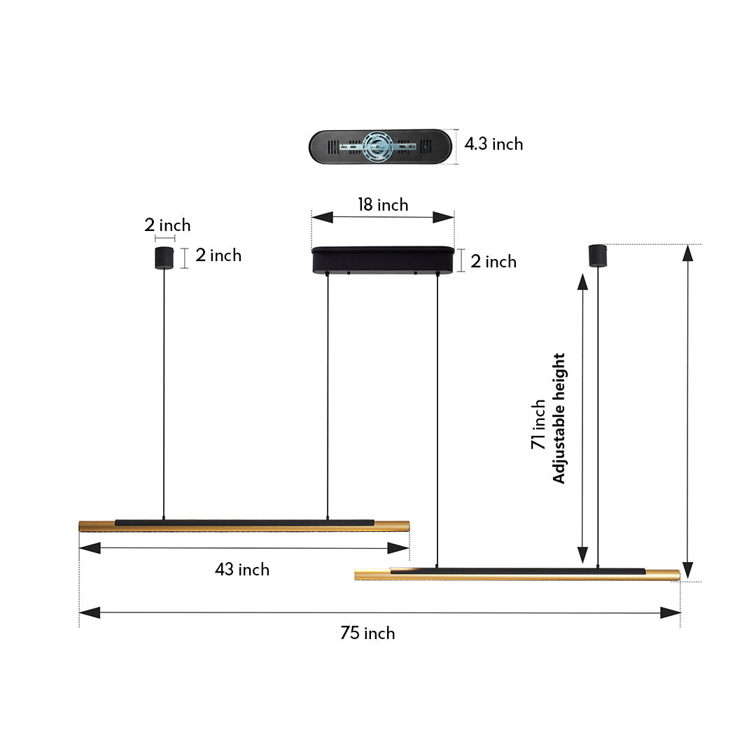 Minimalist Dual-Head Linear Pendant Light - 2-Light Ceiling Fixture