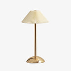 Scandinavian Rechargeable Conic Pleated Table Lamp - 1-Light Bedside Design