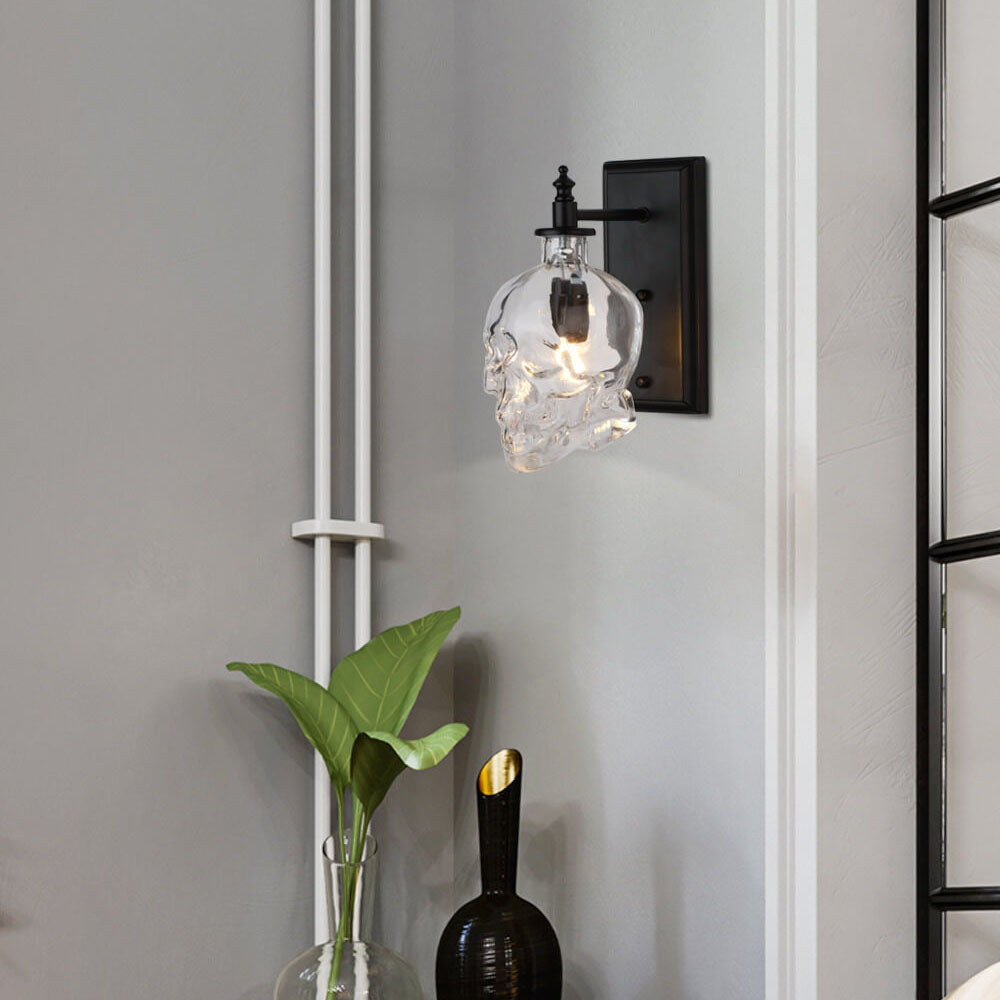 Modern Round Skull Glass Wall Sconce Lamp