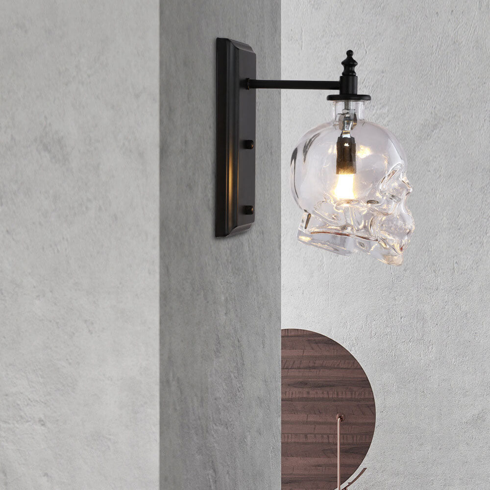 Modern Round Skull Glass Wall Sconce Lamp