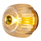 Copper & Glass Sun Flush Mount Light
