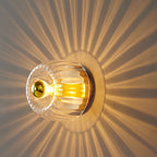 Copper & Glass Sun Flush Mount Light