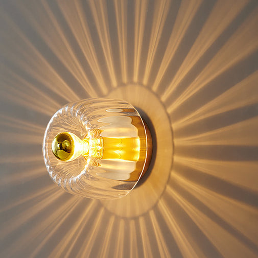 Copper & Glass Sun Flush Mount Light