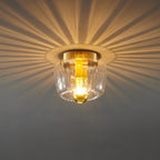 Copper & Glass Sun Flush Mount Light