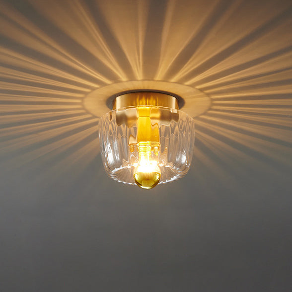 Copper & Glass Sun Flush Mount Light