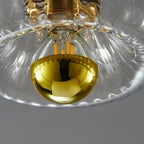 Copper & Glass Sun Flush Mount Light