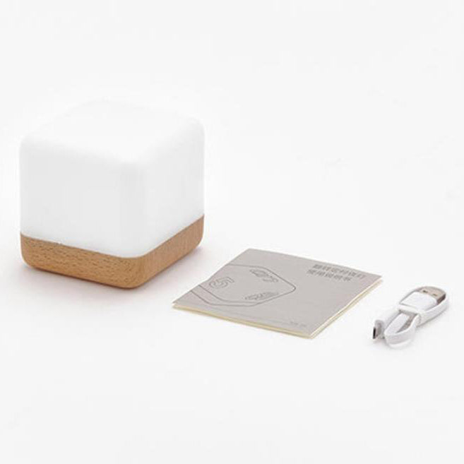 USB Rechargeable LED Magic Cube Turn Timer Night Light Table Lamp