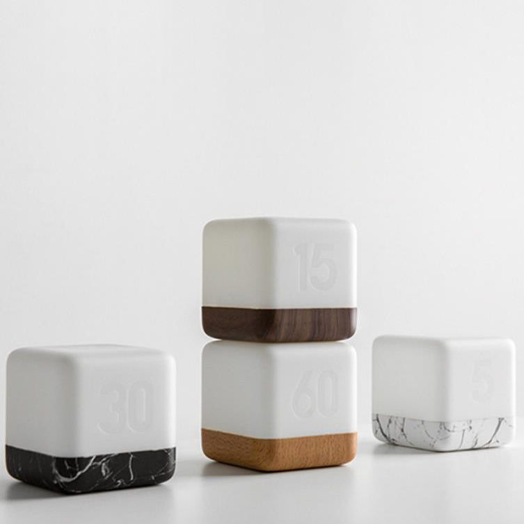 USB Rechargeable LED Magic Cube Turn Timer Night Light Table Lamp