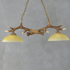 Vintage Antler Glass Bowl Chandelier