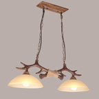 Vintage Antler Glass Bowl Chandelier