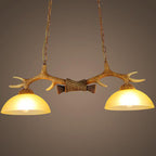 Vintage Antler Glass Bowl Chandelier