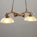 Vintage Antler Glass Bowl Chandelier