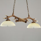 Vintage Antler Glass Bowl Chandelier