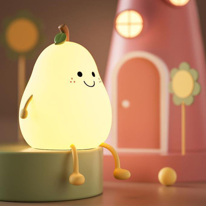 Silicone Pear LED Night Light - USB Table Lamp