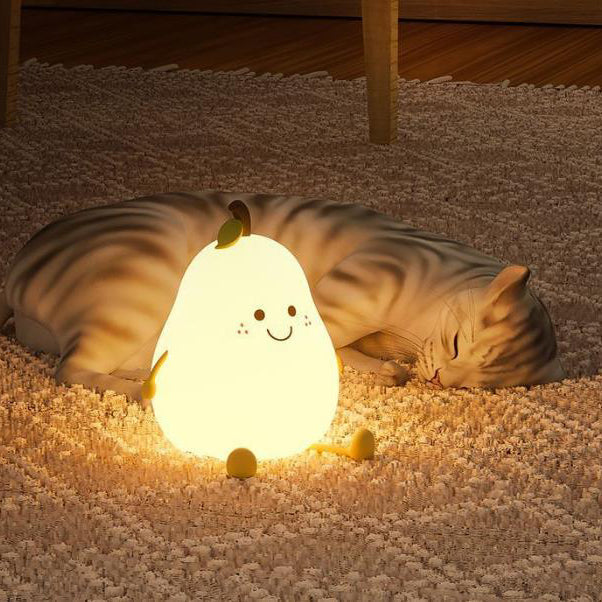 Silicone Pear LED Night Light - USB Table Lamp
