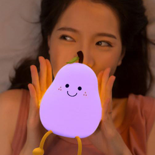 Silicone Pear LED Night Light - USB Table Lamp
